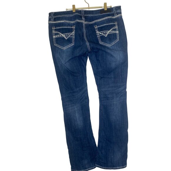 Rock & Roll Denim Riding Jeans Womens W36 L36 Mid Rise Boot Cut Thick Stitch Wes - Picture 4 of 12